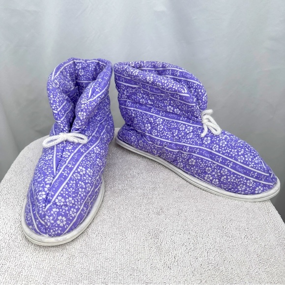 Lanz Of Salzburg Shoes - Lanz of Salzburg Womens Slippers Booties Large Purple White Loungewear NWOT
